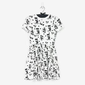 ASOS Ink & Paint Disney Mickey Mouse Mini Dress Size 4 White Black Cotton Blend